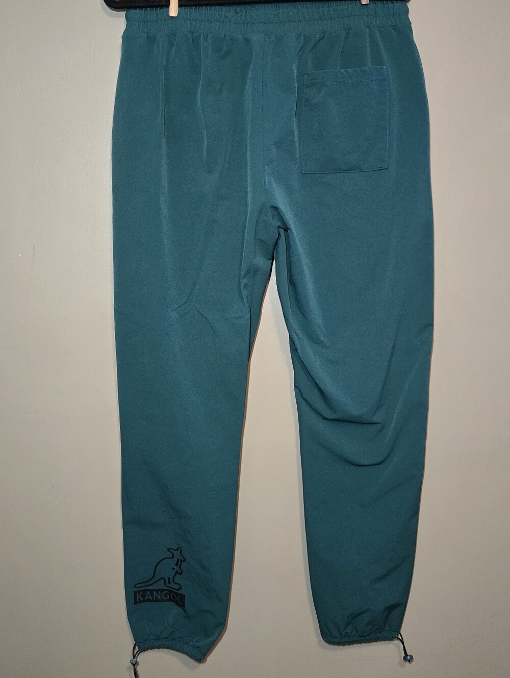 Kangol Men's Green Nylon Joggers Drawstring Cuffs K92104 Leg Logo Size Large